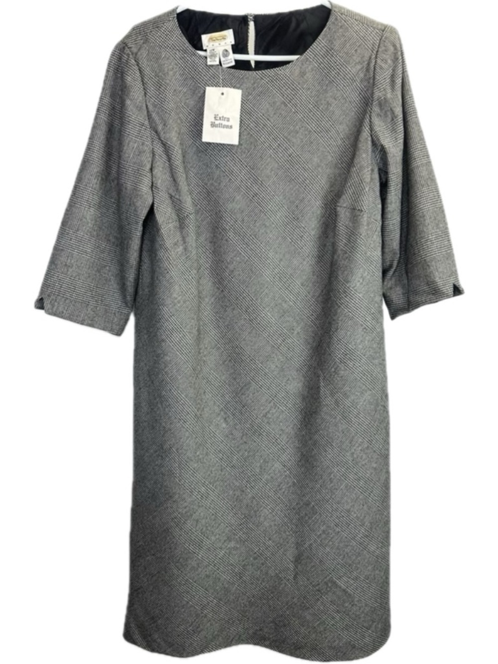NWT Talbots Woman 100% Pure Wool Houndstooth Quarter Length Sleeves Dress Sz 12W